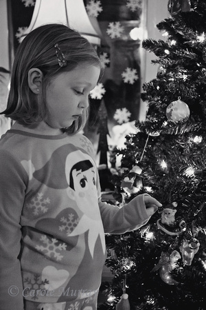 Christmas Magic Girl Tree Black and White