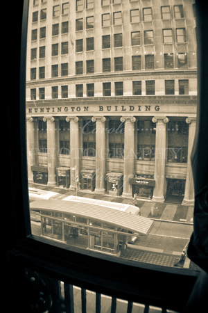 This is the view out of one of the windows, looking across Euclid Avenue to the Huntington Building.