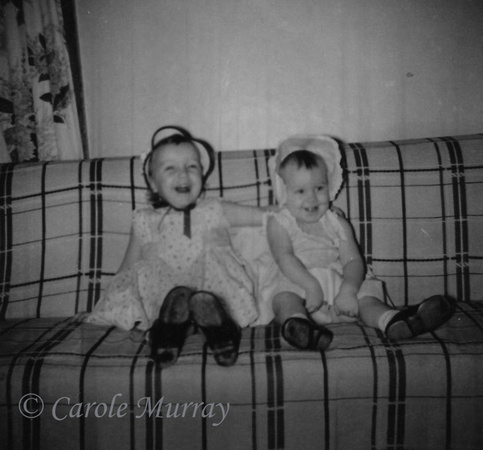 And here we have Debby and I, in our Easter bonnets, on Easter 1959.