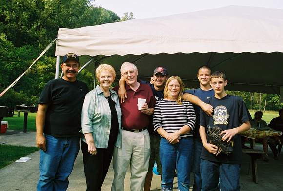 We all got together and surprised Adolph for his 75th birthday.  Here's the birthday boy with his daughter Laura, her husband Jim and three of their boys.