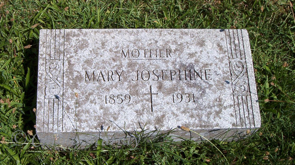 This is the grave of Mary Josephine, wife of John Paul RUFFING.  This grave can be found in the Immaculate Conception Catholic Cemetery in Lyme Township, Huron County, Ohio. (1859 - 1931).