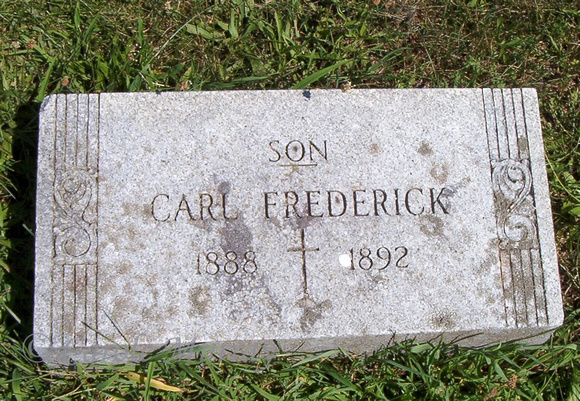 This is the grave of Carl Frederick RUFFING, son of John Paul and Mary Josephine RUFFING (1888 - 1892).  This grave can be found in the Immaculate Conception Catholic Cemetery in Lyme Township, Huron