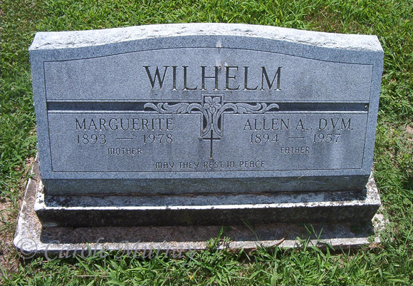 This is the grave of Marguerite (O'MARA) WILHELM (October 17, 1893 - September 13, 1978) and Allen Andrew WILHELM (January 2, 1894 - November 11, 1957).  Marguerite was a daughter of John and Mary Ann