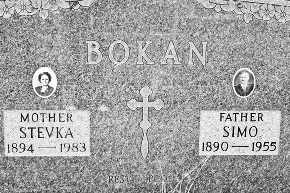 Stevka (Sam) BOKAN (1894 - 1982) and Simo BOKAN (1890 - 1955) found in the St. Theodosius Cemetery, Old Brooklyn, Cuyahoga County, Ohio.© Carolyn S. Murray 2008Id#: 0