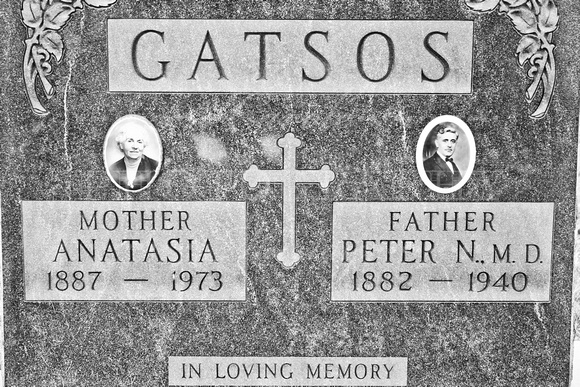 ST. THEODOSIUS CEMETERY / GATSOSGrave of Anatasia Gatsos (1887 - 1973) and Peter N. Gatsos, M.D. (1882 - 1940) found in St. Theodosius Cemetery, Old Brooklyn, Ohio.© Carolyn S. Murray 2008 Id#: 051270