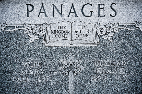 ST. THEODOSIUS CEMETERY / PANAGESThis is the grave of Mary Panages (1905 - 1971) and Frank Panages (1890 - 1957).Id#: 0663664Name: Panages, MaryDate: Jul 20 1971Source: Cleveland Press;  Cleveland Nec