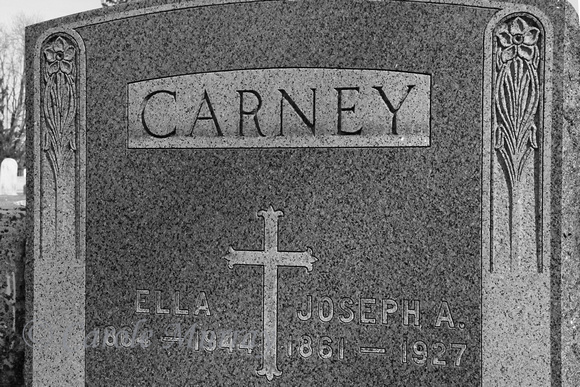 This is the grave of Ella CARNEY (1864 - 1944) and Joseph A. CARNEY (1861 - 1927) in Immaculate Conception Catholic Cemetery, Lyme Township, Huron County, Ohio.