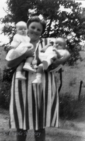 1949:  Beulah Eslinger Maddron holding daughter Shirley and grandson  Gary, both of whom were born in 1949