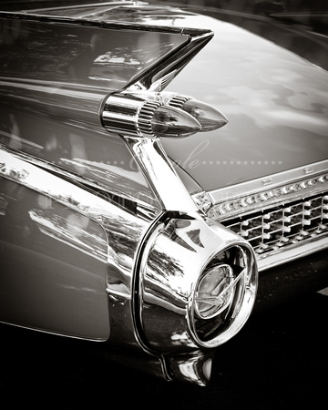 1959 Cadillac Fins Black and White Photograph Print For Sale Purchase