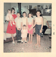 1967:  some of the grandkids standing in the livingroom -- again, before the addition was built on the back