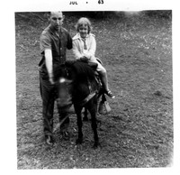 Summers always found us in Tennessee and this year was no different.  This time, however, instead of riding Papaw's mules, it was off to a cousin's house to ride their ponies.Here's Carole and her Dad
