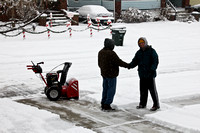 Men Neighbors Snowblowers