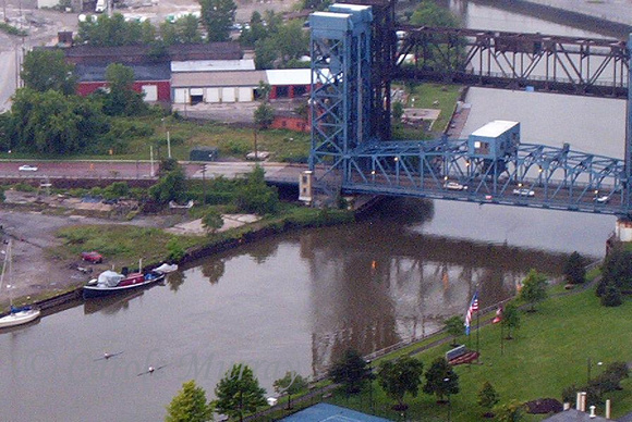 If you look closely, you'll see two rowers in the Cuyahoga River.© Carolyn S. Murray 2006