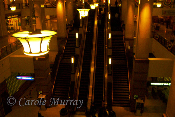 The escalators and stairs in Tower City -- which is a retail area in the lower level of Cleveland's Terminal Tower.© Carolyn S. Murray 2006