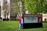And here I am, in my school jacket, standing by the sign .... almost 36 years after I graduated from these hallowed halls.   :-)