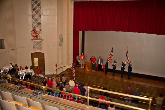 Throughout the day, they were holding an assembly in the auditorium, with the John Marshall High ROTC Color Guard, among other participants.