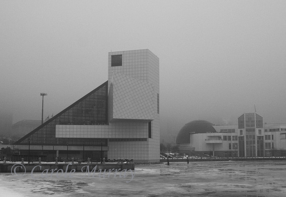 The Rock and Roll Hall of Fame on the frozen shores of Lake Erie.  (January 2010)© Carolyn S. Murray 2010