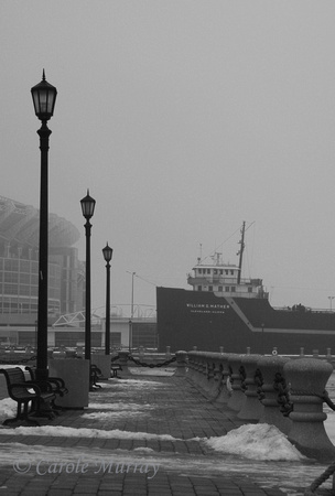 A view of Voinovich Park on the shores of Lake Erie.  (January 2010)© Carolyn S. Murray 2010