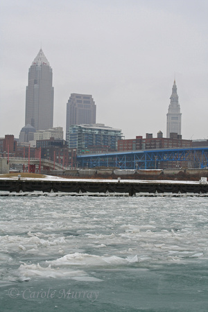 The Cuyahoga River was ice-covered.  Well, it was January in Cleveland, so I guess that was to be expected?  :-)(January 2010)© Carolyn S. Murray 2010
