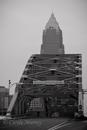 Traveling over the Detroit Superior Bridge over the Cuyahoga River, also known as the Veterans Memorial Bridge.  (March 2011)© Carolyn S. Murray 2011