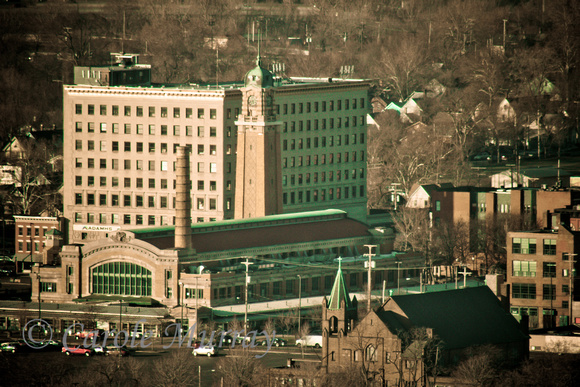 The West Side Market, Cleveland, Ohio.  The markethouse was dedicated in 1912 and with its 137 foot clock tower has stood as a Cleveland landmark for nearly a century.   (March 2011)© Carolyn S. Murra