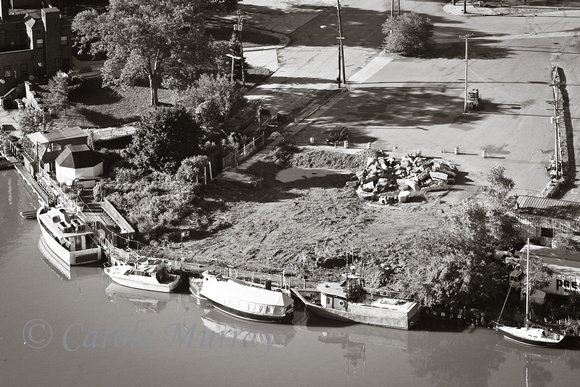 Here's all that's left of Jim's Steak House on the banks of the Cuyahoga River.  (August, 2011)© Carolyn S. Murray 2011