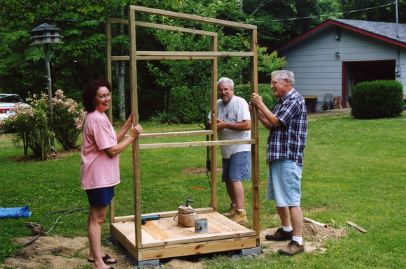 We go to visit every year -- sometimes in the spring and sometimes in the fall.  This time, Mom had come up with the wonderful idea of building an outhouse in their yard, and we were happy to help.
