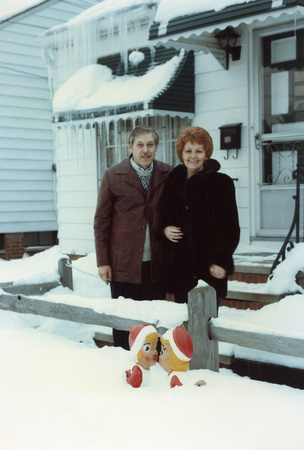 For years, Mom and Adolph lived in the house Adolph's mother owned before her death and here's a nice shot of them outside their home in Parma, Ohio.  (February 1985)