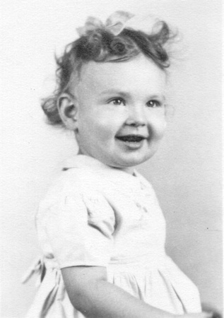 Diane Kay Merril, daughter of Ila (Vourron) and Dale Merril.  This picture was taken on her 2nd birthday (October 4, 1945)
