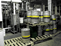 Each brewery has certain colors on it's kegs, so they end up back at the proper brewery once they're empty!  (February 2008)