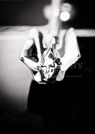 1950 Cadillac Hood Ornament Black and White Photograph Print Purchase For Sale