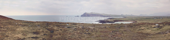 Panoramic view from scenic overlook on Slea Head Drive, near Dunquin, overlooking the Blasket Islands