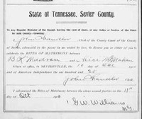 1900:  On October 11, 1900, Ben Maddron married Alice McMahan