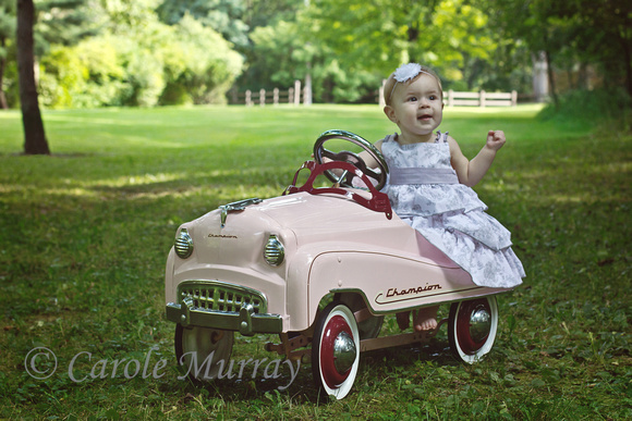 Toddler Girl Portrait Pink Pedal Car