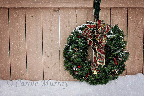 Christmas Card Photograph Stock Photo Snow Wreath